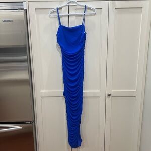 Elegant Blue Ruched Dress
